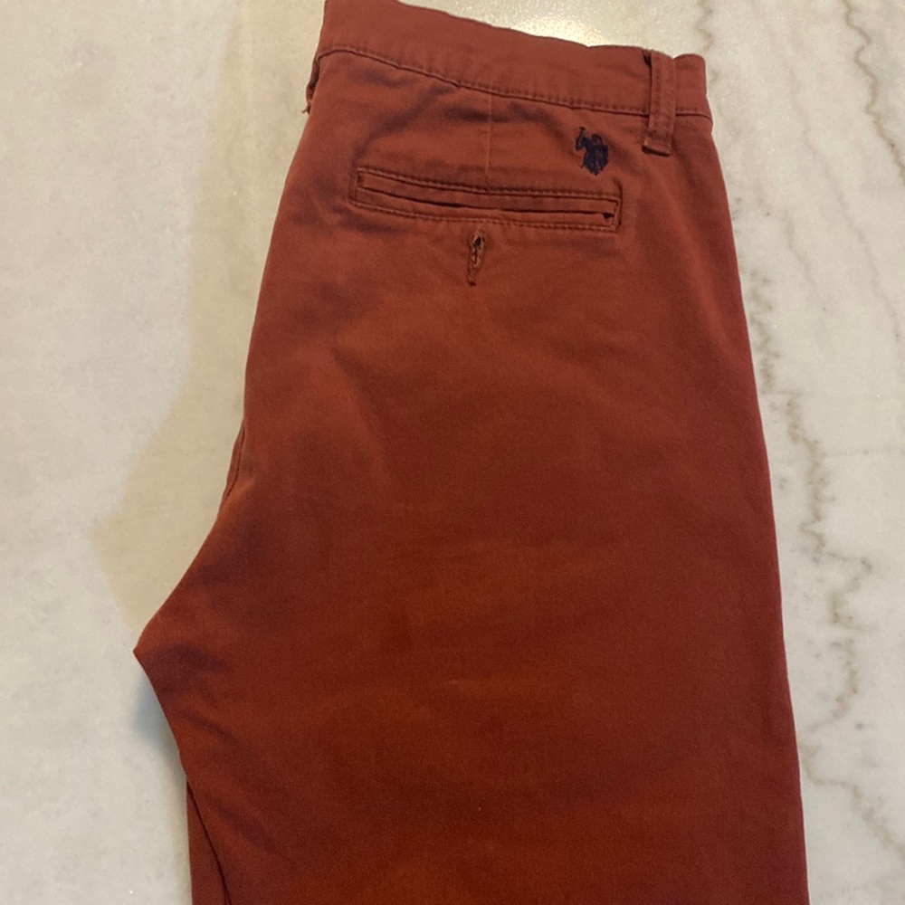 Men’s Polo Burgundy Chino Pants 32x30 Active/Stretch Fit